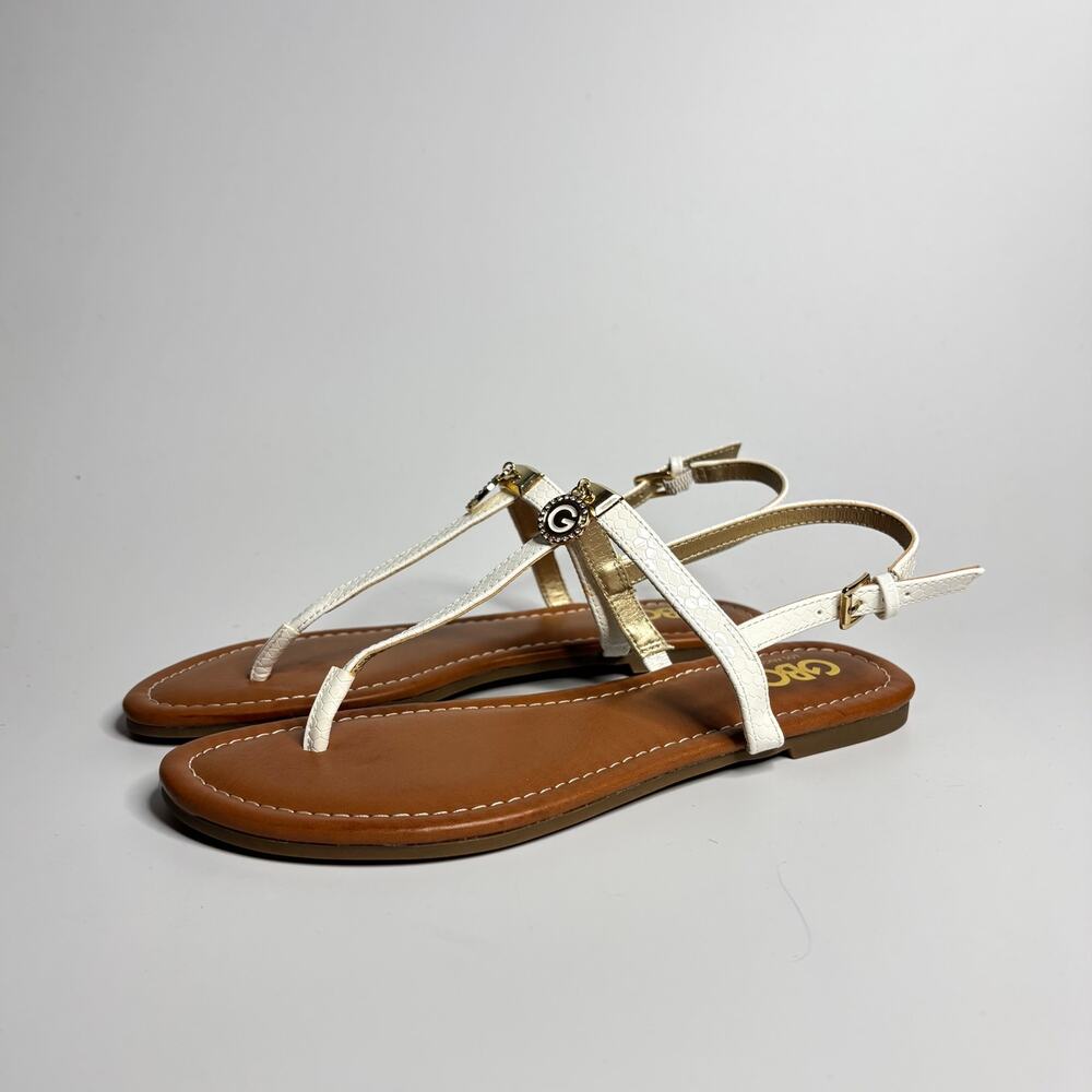 GBG Los Angeles Lookur Slingback Thong Sandals in White